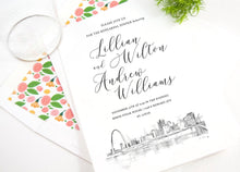 Load image into Gallery viewer, St. Louis Rehearsal Dinner Invitations, St Louis Skyline, Wedding, Saint Louis, Weddings, Rehearse, Wedding Invite (set of 25 cards)

