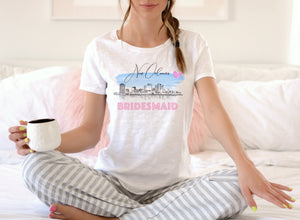 New Orleans Bridesmaid Shirt, T-Shirt, New Orleans, LA, Skyline, Wedding Shirt, Bride, Bridal Shower Gift, Bachelorette, Christmas Gift, Tee