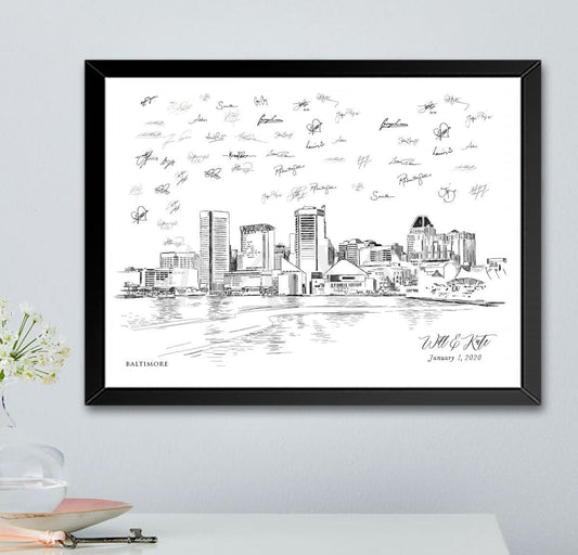 Baltimore Wedding, Alternative Guest Book, Wedding Skyline, Guestbook, Wedding Guestbook, Baltimore, MD, Baltimore Skyline, Wedding