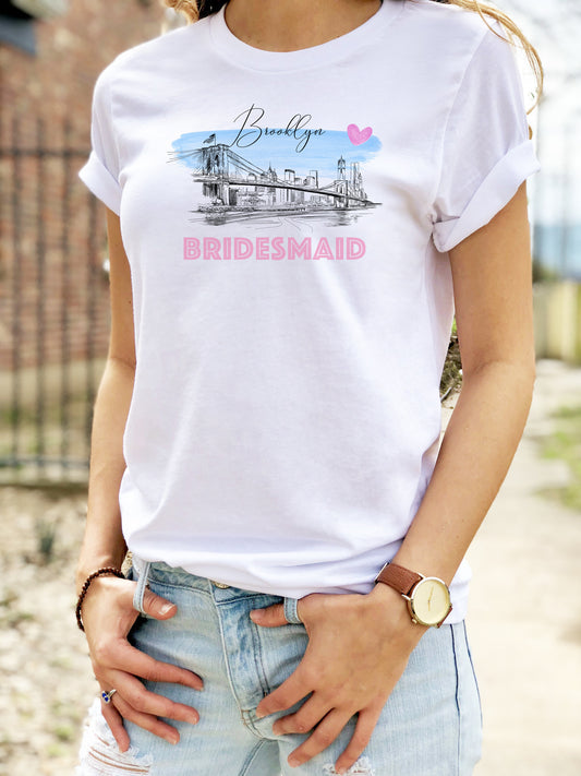 Brooklyn Bridge Bridesmaid Shirt, T-Shirt, New York Skyline, Wedding Shirt, Bride, Bridal Shower Gift, Bachelorette, Gift, Tee