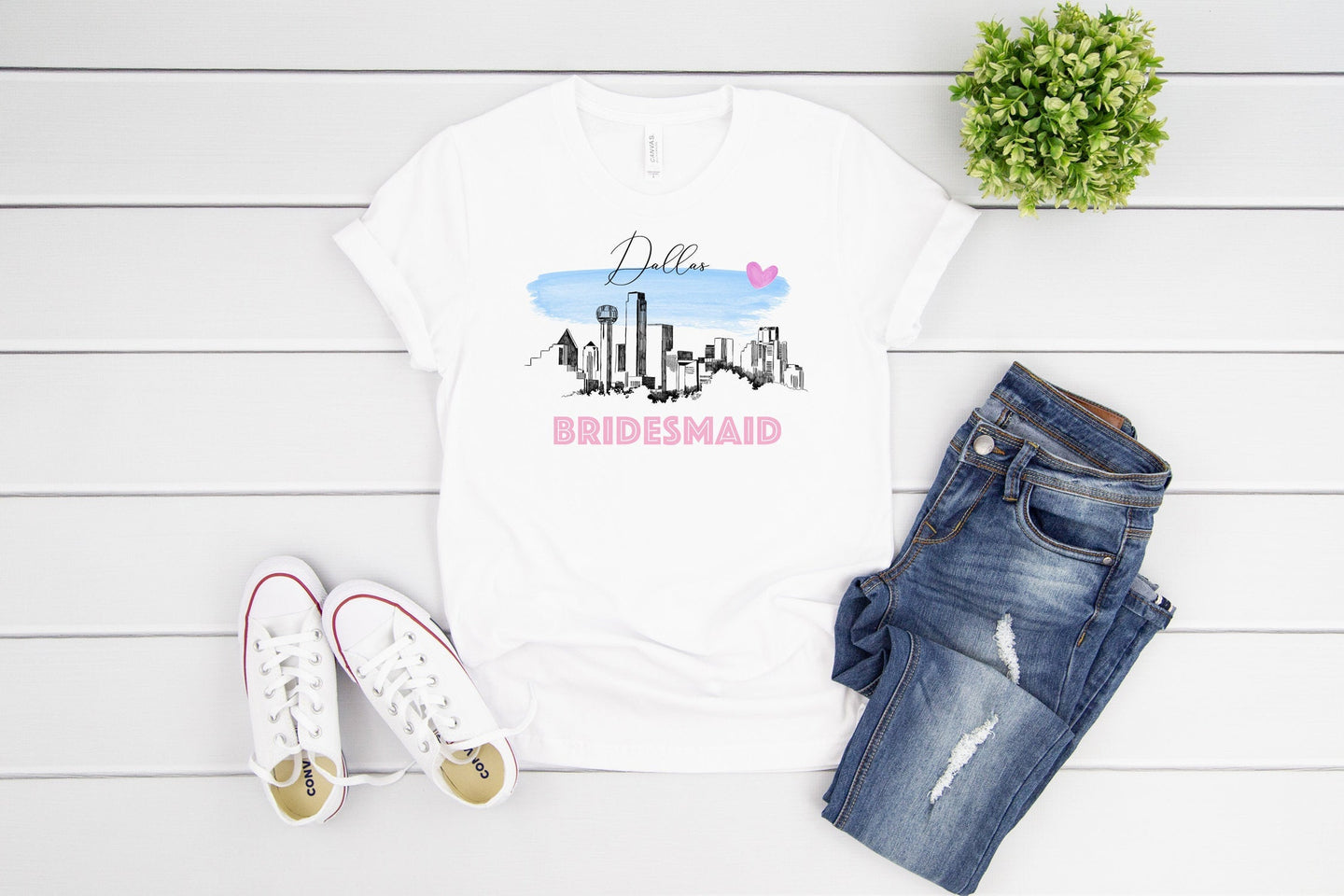 Dallas Bridesmaid Shirt, T-Shirt, Dallas Skyline, Texas, Wedding Shirt, Bride, Bridal Shower Gift, Bachelorette, Gift, Tee