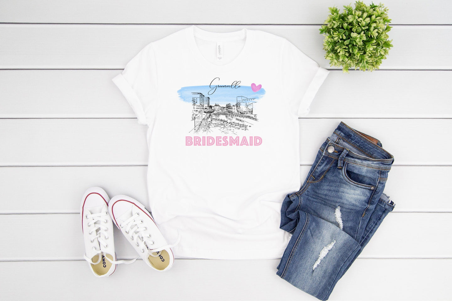 Greenville Bridesmaid Shirt, T-Shirt, Greenville, SC Skyline, Bride Tee, Wedding Shirt, Bride, Bridal Shower Gift, Bachelorette, Gift, Tee