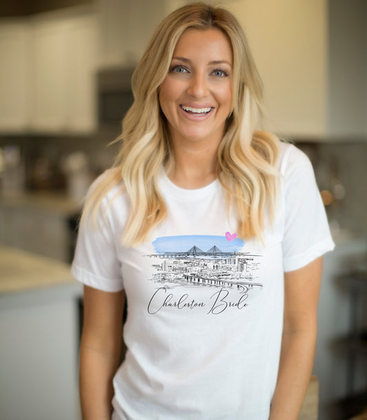 Charleston Bride Shirt, T-Shirt, SC, Skyline, Wedding Shirt, Bride, Bridal Shower Gift, Bachelorette, Christmas Gift, Birthday, Tee