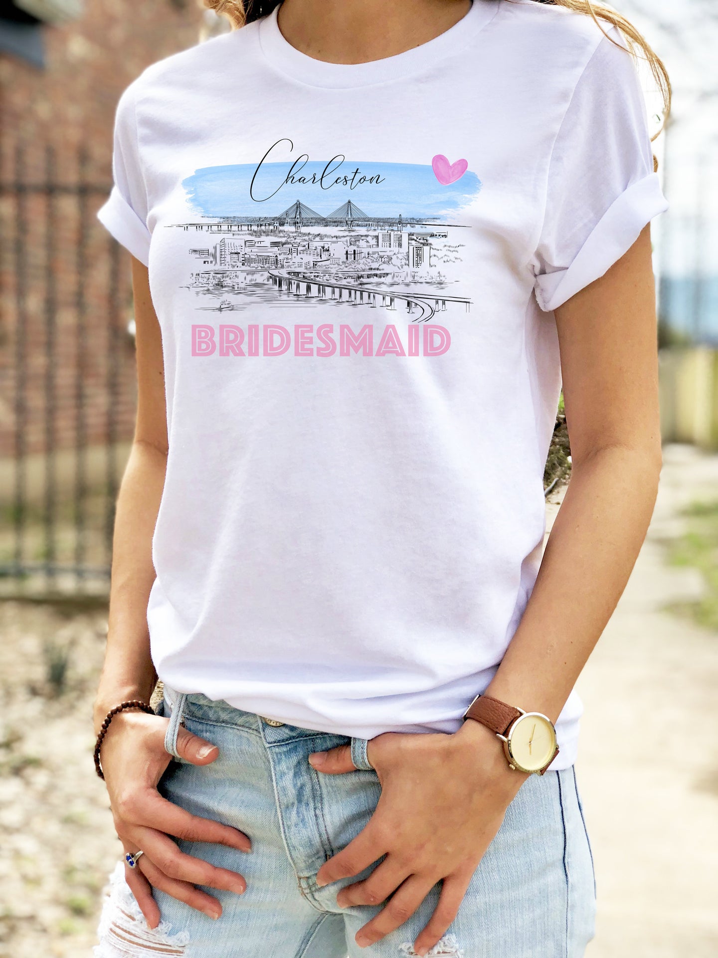 Charleston Bridesmaid Shirt, T-Shirt, SC, Skyline, Wedding Shirt, Bride, Bridal Shower Gift, Bachelorette, Christmas Gift, Bridesmaid, Tee