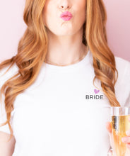 Load image into Gallery viewer, Bride Shirt Simple, Bride Tee, Heart, Wedding Shirt, Bride, Bridal Shower Gift, Bachelorette, Day of Wedding, Christmas Gift, Gifts under 25
