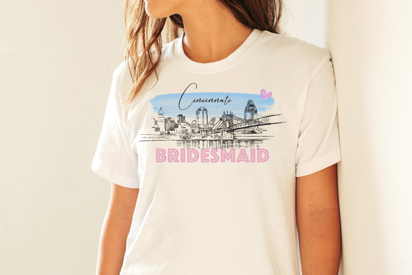 Cincinnati Bridesmaid Shirt, T-Shirt, Cincinnati, OH, Skyline, Bride Tee, Wedding Shirt, Bridal Shower Gift, Bachelorette, Day of Wedding