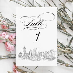 Atlanta Skyline Table Numbers, Atlanta Wedding Tables, Reception, Reserved Seating, Day of Event (1-10)