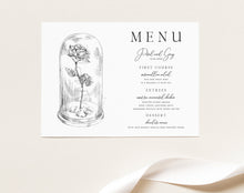 Load image into Gallery viewer, Beauty and the Beast Menu Cards, Fairytale Wedding, Day of Event, Reception, Dinner Menus, Disney Inspired, Parties (Sold in sets of 25)
