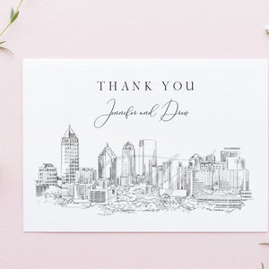 Atlanta Skyline Thank You Cards, Personal Note Cards, Bridal Shower, Real Estate Agent, Corporate Thank you Cards, Georgia (set of 25 cards)