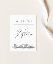Load image into Gallery viewer, New Orleans Skyline Table Numbers (1-10), Louisiana Wedding, Table Numbers, Skyline, Reception, Day of Event, Reserved Seating
