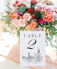Load image into Gallery viewer, Mobile, AL Skyline Table Numbers, Alabama, Wedding Tables, Day of Event, Reserved Seating, Reception  (1-10)
