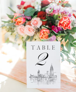 Mobile, AL Skyline Table Numbers, Alabama, Wedding Tables, Day of Event, Reserved Seating, Reception  (1-10)