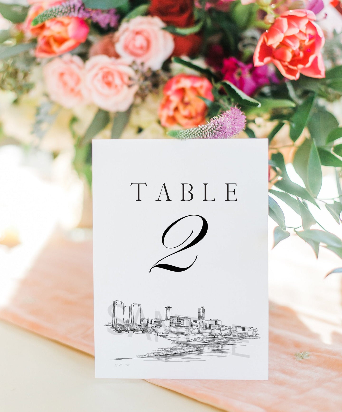 Ft Worth, TX Skyline Table Numbers, Texas, Wedding Tables, Day of Event, Reserved Seating, Reception  (1-10)