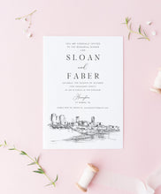 Load image into Gallery viewer, Ft Worth, TX Rehearsal Dinner Invitations, Ft Worth Skyline, Fort Worth Texas Wedding, Weddings, Rehearse, Invite (set of 25 cards)
