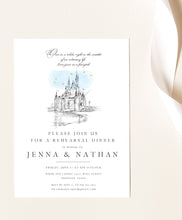 Load image into Gallery viewer, Rehearsal Dinner Invitations Disney World Castle, fairytale wedding, disney Weddings, Rehearse, Invite (set of 25 cards)
