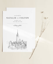 Load image into Gallery viewer, New York City Skyline Save the Date Cards, Wedding Save the Dates, Alabama, NYC, STD, NY Wedding (set of 25 cards and envelopes)
