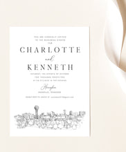 Load image into Gallery viewer, Knoxville, Tennessee Rehearsal Dinner Invitations, Knoxville Skyline, Knoxville Wedding, Weddings, Rehearse, Invite (set of 25 cards)
