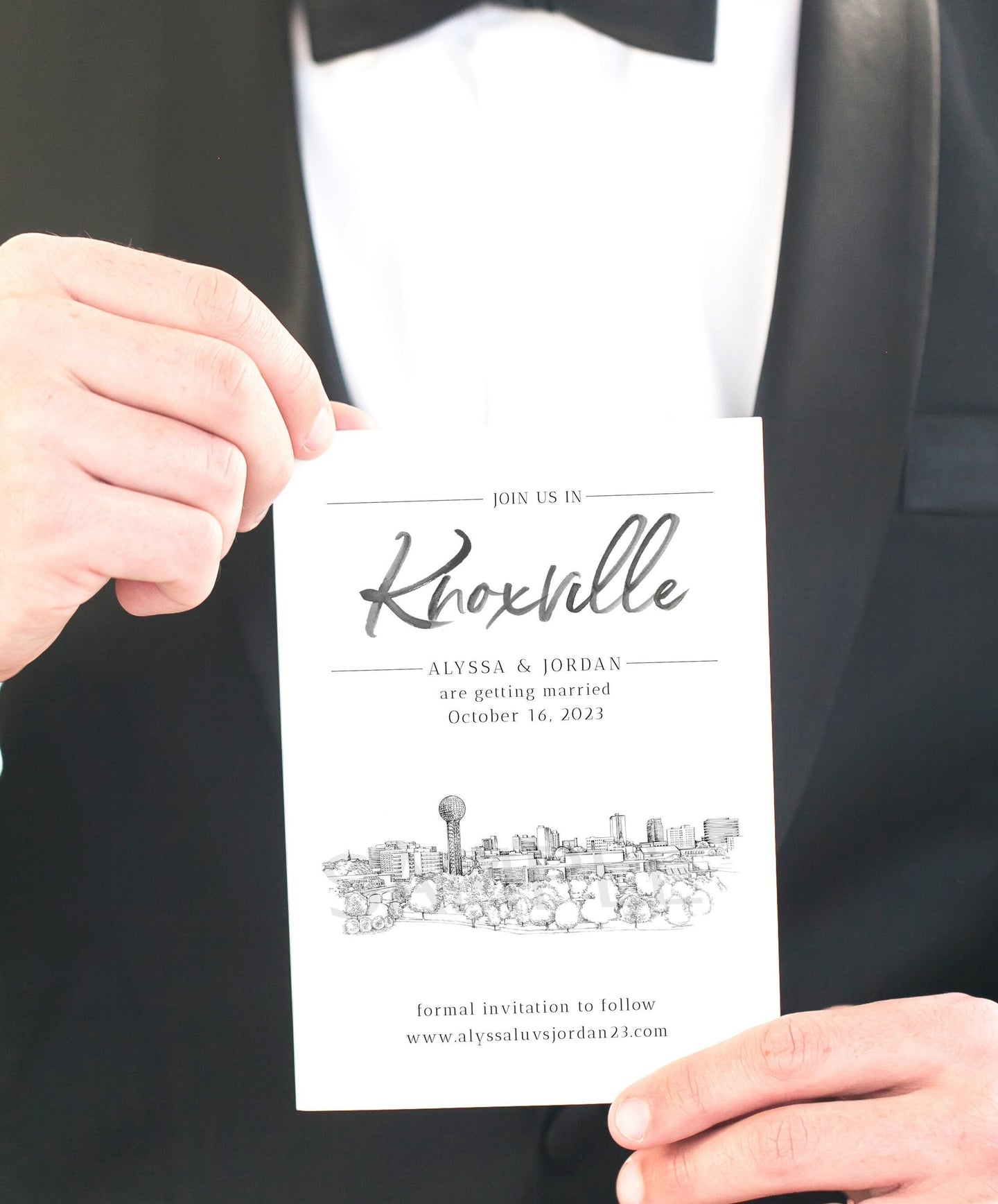 Knoxville Tennessee Skyline Save the Date Cards, Wedding Save the Dates, TN, STD, Wedding (set of 25 cards and envelopes)