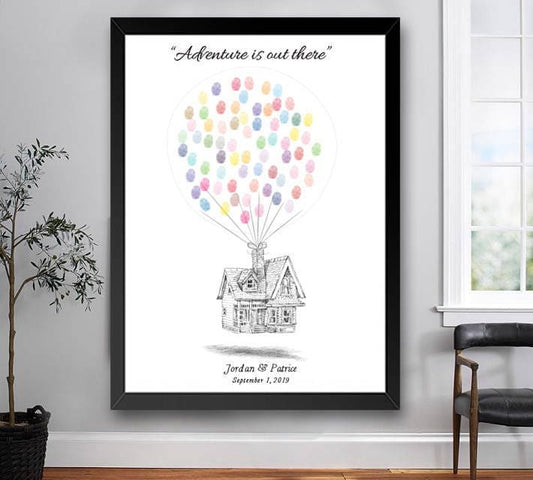 Up Wedding Guest Book Print, Thumbprint, Fingerprint, House, Alternative Guestbook, Wedding, Bridal Shower, Fairytale Wedding, Disney, Sign