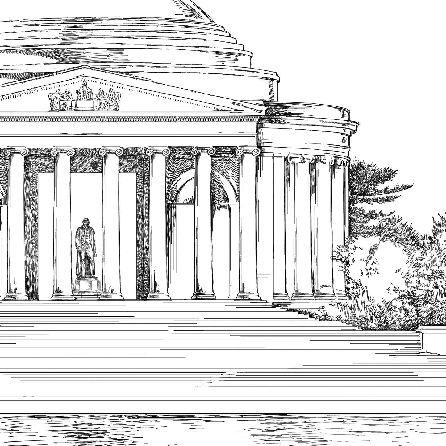 Washington, DC Jefferson Memorial Save the Dates, Wedding, Save the Date Cards, STD, Hand Drawn (set of 25 cards & envelopes)