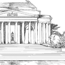 Load image into Gallery viewer, Washington, DC Jefferson Memorial Save the Dates, Wedding, Save the Date Cards, STD, Hand Drawn (set of 25 cards &amp; envelopes)

