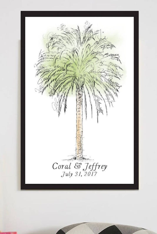 Palm Tree Wedding Guest Book Alternative, Guests Signatures, Print, Guestbook, Wedding, Bridal Shower, Family Reunion, Housewarming, Rustic