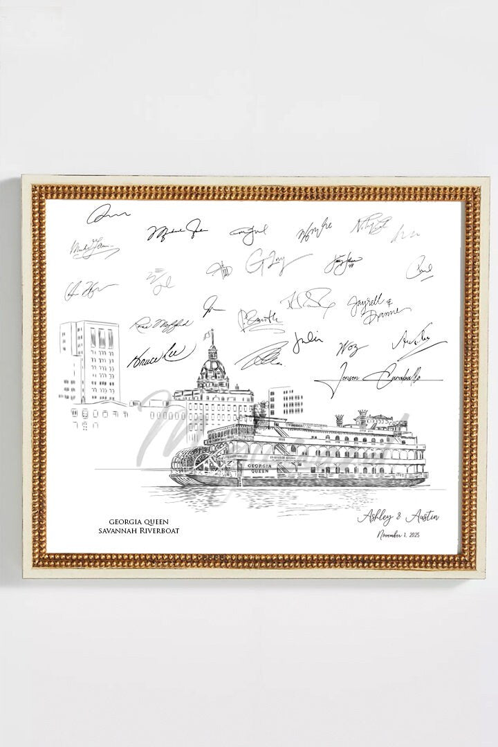 Savannah Georgia Queen Steamboat Wedding Alternative Guest Book, Savannah Wedding, Guestbook, Wedding Guestbook, Wedding, GA, Venue