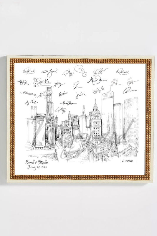 New Chicago Skyline Wedding Alternative Guest Book, Chicago Wedding, Guestbook, Wedding Guestbook, St Regis View