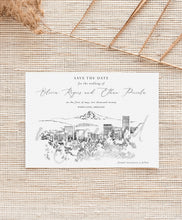 Load image into Gallery viewer, Portland Oregon Skyline Save the Date Cards, STD, Save the Dates, Portland Wedding, Weddings (set of 25 cards)

