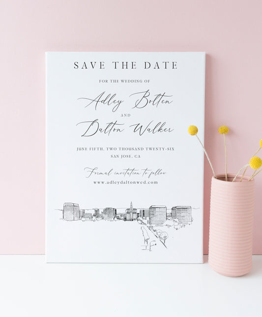 San Jose Save the Dates, STD, CA, Skyline Save the Date Cards, Wedding, Weddings (set of 25)