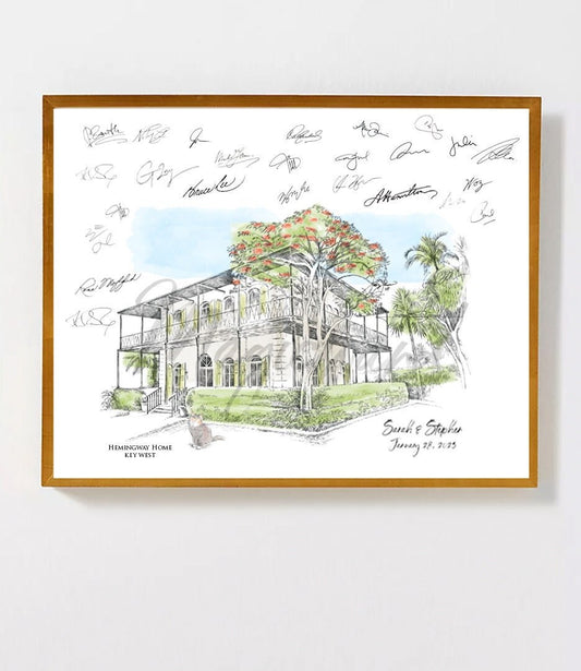 Hemingway Home Key West Wedding Alternative Guest Book, Key West Wedding, Guestbook, Wedding Guestbook, Wedding, FL, Venue, House