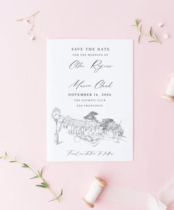 Olympic Club, San Francisco Save the Date Cards, Wedding Save the Dates, STD, San Francisco Weddings, CA, Venue (set of 25)