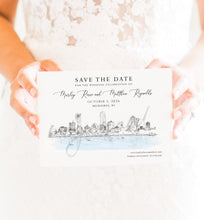 Load image into Gallery viewer, Milwaukee Save the Dates, Save the Date Cards, STD, Milwaukee Wedding, Wisconsin, WI, Weddings (set of 25 cards and white envelopes)
