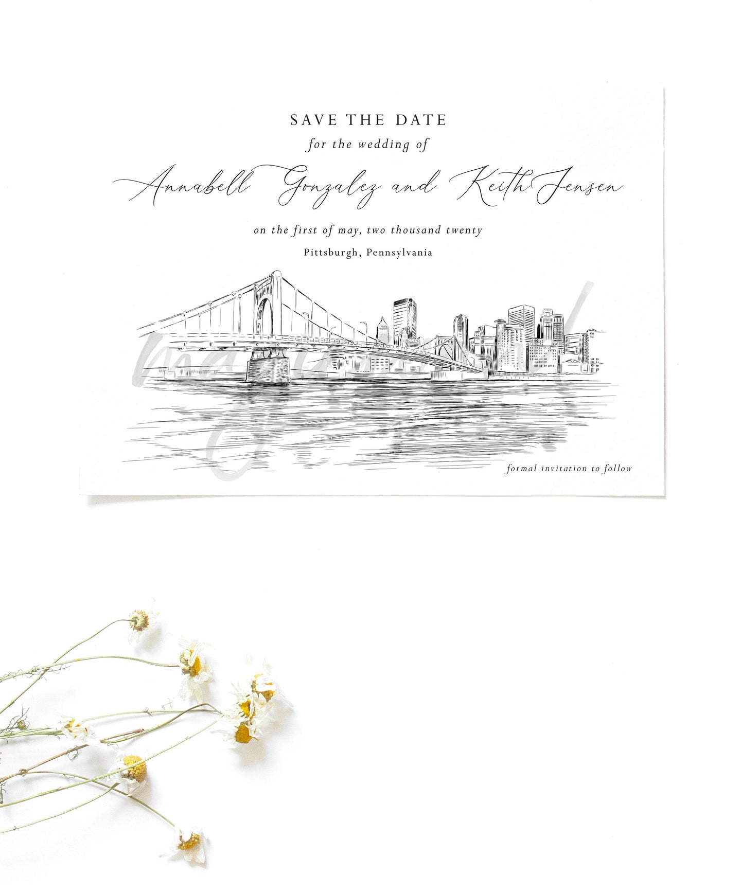 Pittsburgh Wedding Save the Date Cards, Save the Dates, STD, PA Wedding, Weddings, Pitt, Pennsylvania (set of 25 cards)