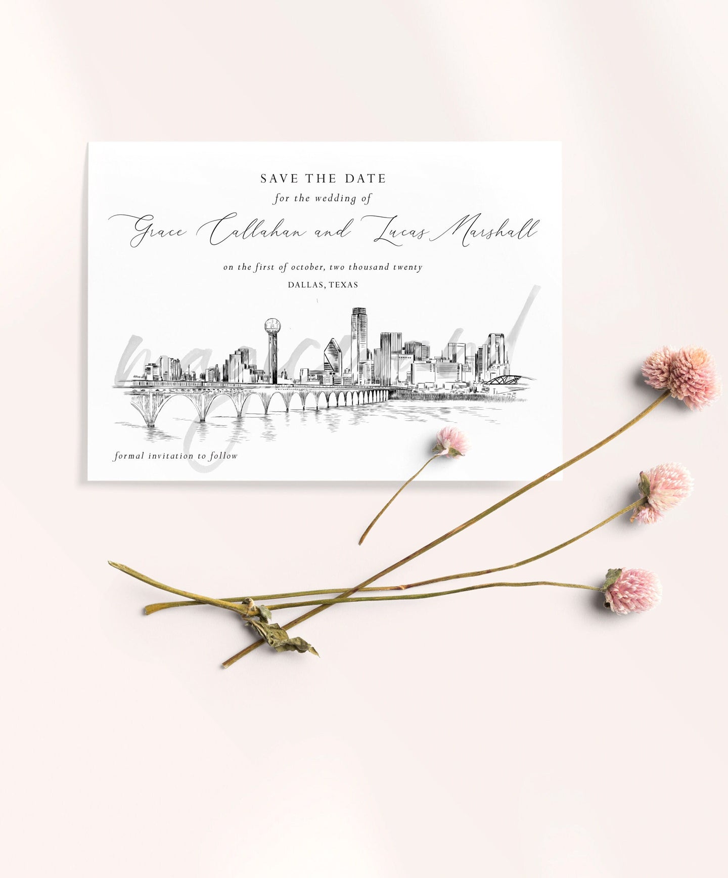 Dallas Skyline Save the Dates, Save the Date, STD, Save the Date Cards, Dallas Wedding, Dallas Invitation, Texas, TX, Weddings