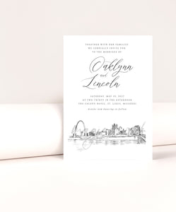 St. Louis Skyline Wedding Invitations, Weddings, Missouri, MO, Invitation, Invite (Sold in Sets of 10 Online RSVP Cards & Invitations)