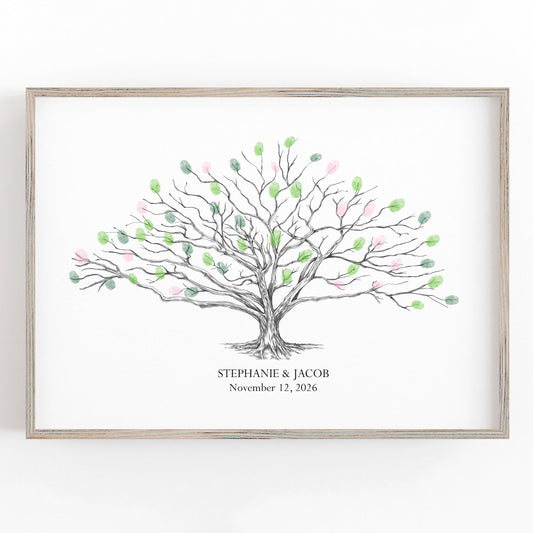 Wedding Guest Book Alternative, Thumbprint Tree, Low Oak, Fingerprint Guestbook, Bridal Shower, Family Reunion, Wedding, Rustic, Baby Shower