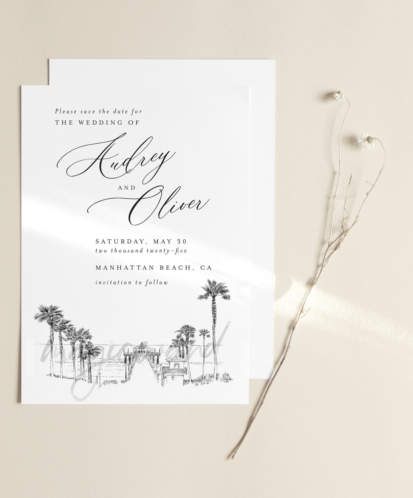 Manhattan Beach Pier Save the Dates, STD, Wedding, Los Angeles, Beach, Beach Wedding, LA, Save the Date Cards