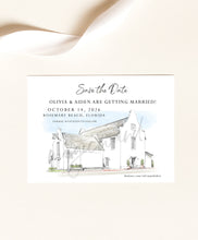 Load image into Gallery viewer, Rosemary Beach Save the Dates, Florida Wedding Save the Date Cards, STD, Save the Date, Wedding, Hand Drawn (set of 25 cards)
