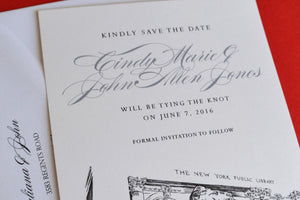 New York City Library Wedding Save the Date Cards, Save the Dates (set of 25 cards)