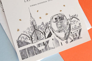 New York Empire State Building Skyline Hand Drawn Save the Date Cards (set of 25 cards)