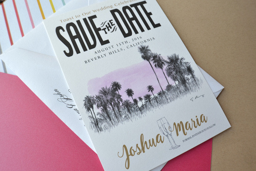 Beverly Hills Skyline Save the Date Cards (set of 25 cards)