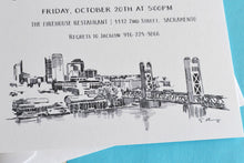 Load image into Gallery viewer, Sacramento Skyline Rehearsal Dinner Invitation Cards (set of 25 cards)
