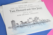 Load image into Gallery viewer, New Orleans Skyline Watercolor &amp; Hand Drawn Save the Date Cards (set of 25 cards)
