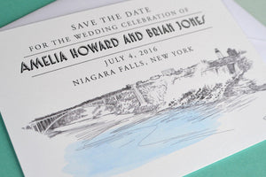 Niagara Falls Wedding, Watercolor Save the Date Cards (set of 25 cards)