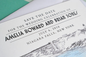 Niagara Falls Wedding, Watercolor Save the Date Cards (set of 25 cards)