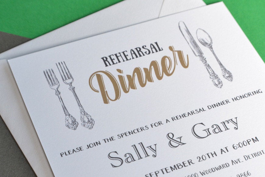 Detroit Skyline Rehearsal Dinner Invitation Cards (set of 25 cards)