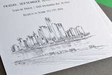 Load image into Gallery viewer, Detroit Skyline Rehearsal Dinner Invitation Cards (set of 25 cards)
