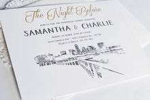 Load image into Gallery viewer, CUSTOM Austin Skyline Rehearsal Dinner Invitation Cards (set of 25 cards)
