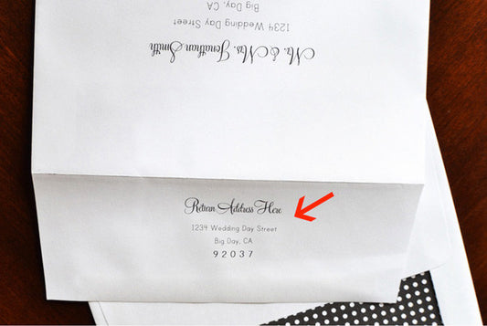 Return Address Printed on Back Flap of Outer Envelope and Front of RSVP Envelope for Wedding Invitations (Sold in sets of 10)